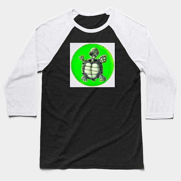 Brawling Turtle Baseball T-Shirt by Nevershank